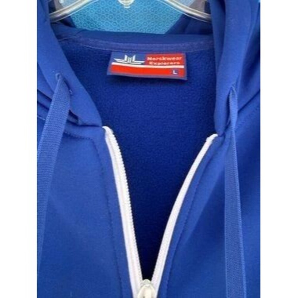 Athleisure Hoodie With Geometric Stripes | Norskwear | Royal Blue Zip - Picture 2 of 5